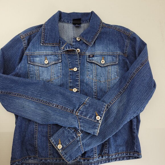 Cruel Girl Jacket Womens M Blue Denim Cropped Long Slv Button Down Front Pockets - Picture 10 of 10